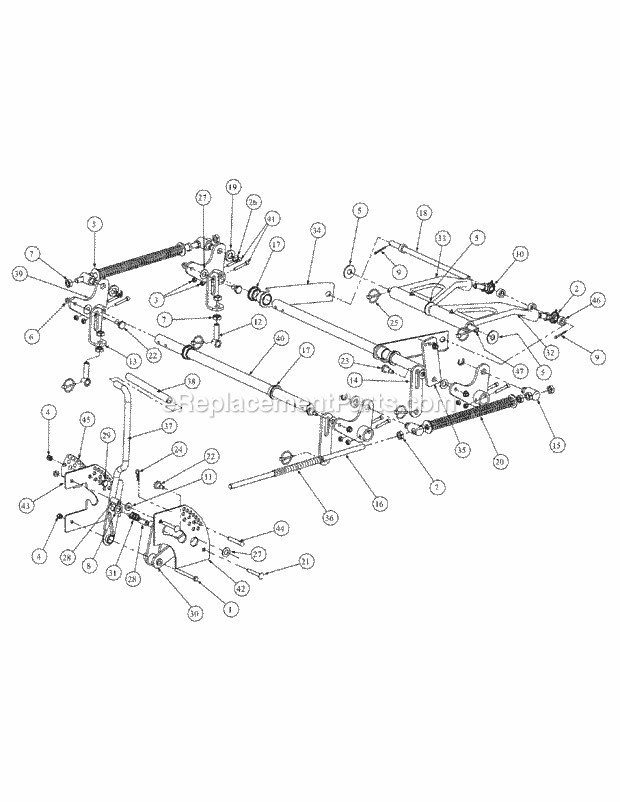 Lift Assembly Diagram and Parts List for M60-KHEFI 53AB5HEX750-28-HP Cub Cadet Lawn Tractor